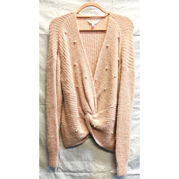 No Boundaries Pearl Embellished Blush Pink Knit Cardigan Sweater 3XL/3XG (21) - Picture 1 of 4